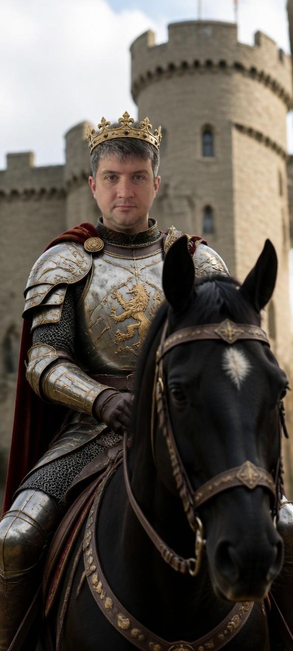 AI medieval king cinematic transformation example